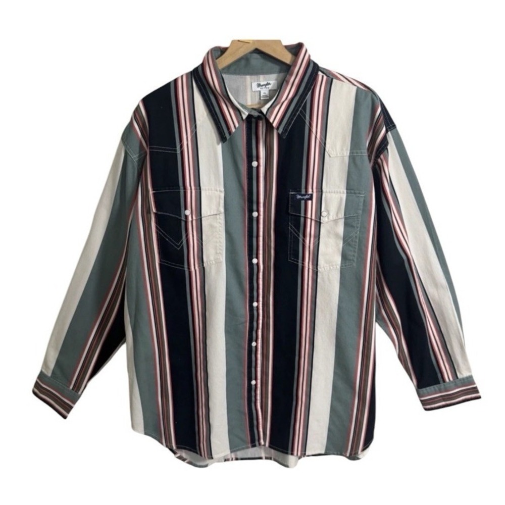Men's Wrangler Retro Premium Visit Brushpopper Stripe Western Pearl Snap Mens XL